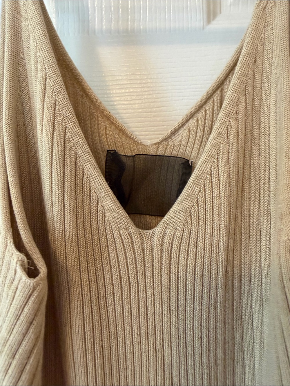 Reformation Ribbed V-Neck Tank Top — Tan - Picture 2 of 5